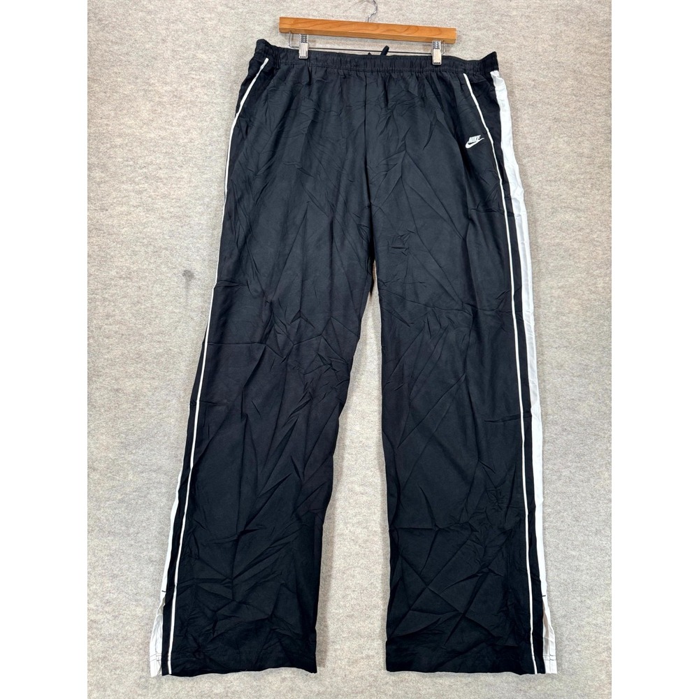 Nike Track Pants Womens 2XL 20-22 Black White Side Stripe Logo Elastic Waist